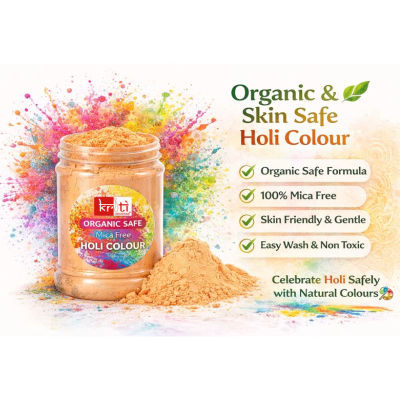 Kriti Organic Safe|Mica Free|Non-Perfumed|Holi Gulal Jar 1kg (Light Pink)