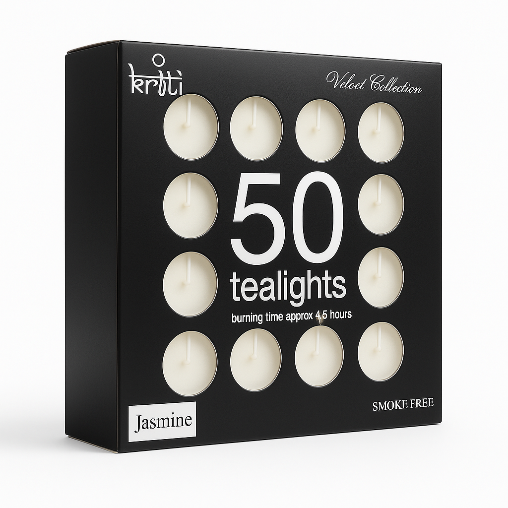 Kriti Set of 50 Perfume Tea-Lights in A Pack (Jasmine) (Burning 4.5 Hour)