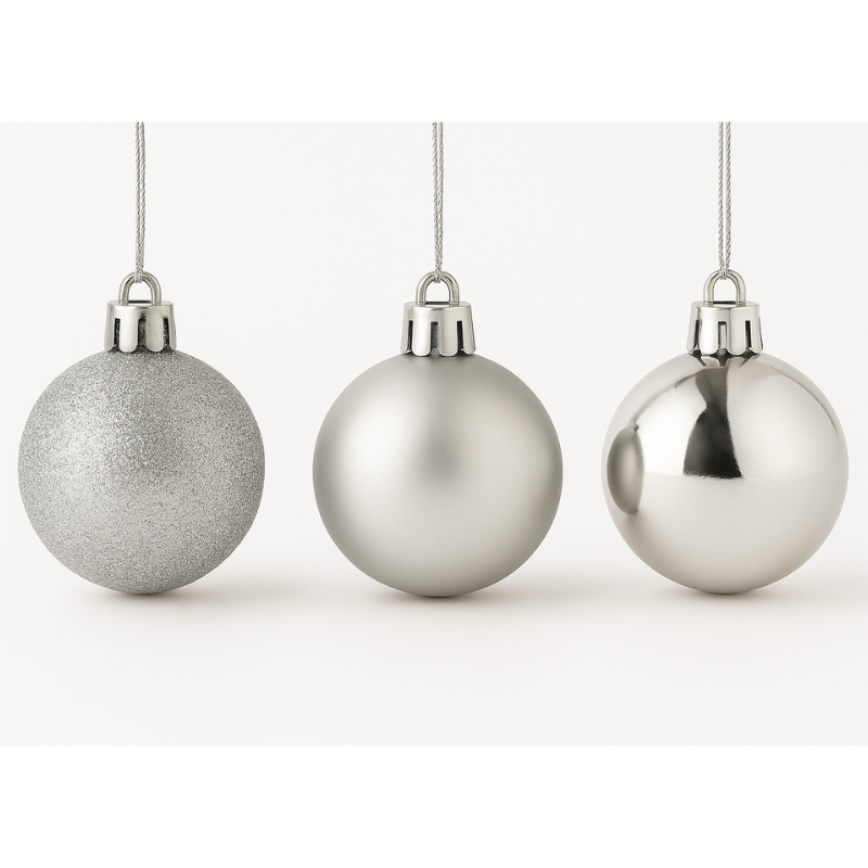 Kriti Creations Christmas Decoration Silver Ornaments Balls Set of 6 | 6cm Shatterproof Balls for Tree Décor, Parties & Festive Home Styling
