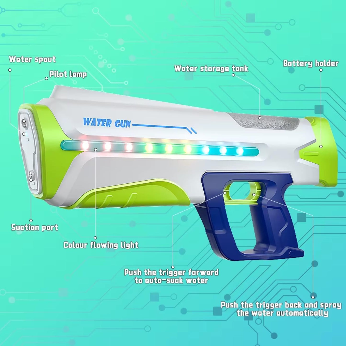 Kriti Creations Automatic Electric Water Gun Toy High Pressure Induction Water Blaster for Kids Outdoor Holi Play Multi Color WG005