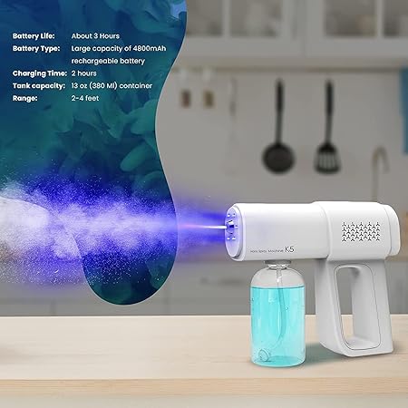 Kriti Creations K5 Pro Nano Spray Gun WG004 | Rechargeable Disinfectant Water Spray Gun for Home & Office Sanitization