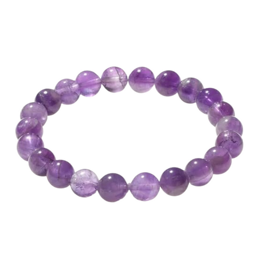 Kriti Creations Natural Amethyst Bracelet | Round Beads 6 mm Crystal Stone Bracelet for Men and Women (7 inches)