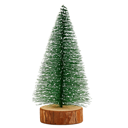 Kriti Creations Beautiful Mini Artificial Christmas Tree 15cm | Wooden Base with 4 Colourful Santa & 4 Drum Ornaments for Table Décor