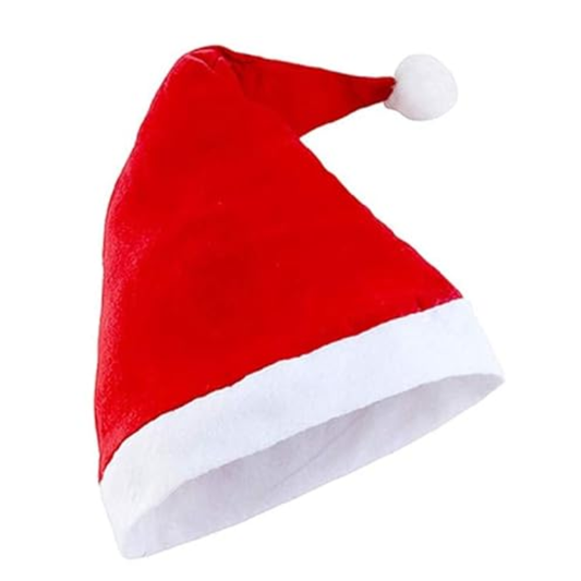 Kriti Creations Christmas Santa Hat | Red Plush Santa Claus Cap for Kids & Adults | Xmas Party, Holiday Fancy Dress & Festive Wear