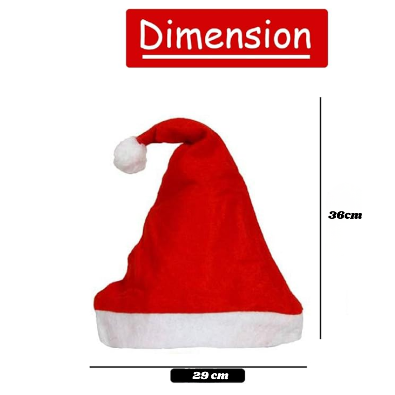 Kriti Creations Christmas Santa Hat | Red Plush Santa Claus Cap for Kids & Adults | Xmas Party, Holiday Fancy Dress & Festive Wear