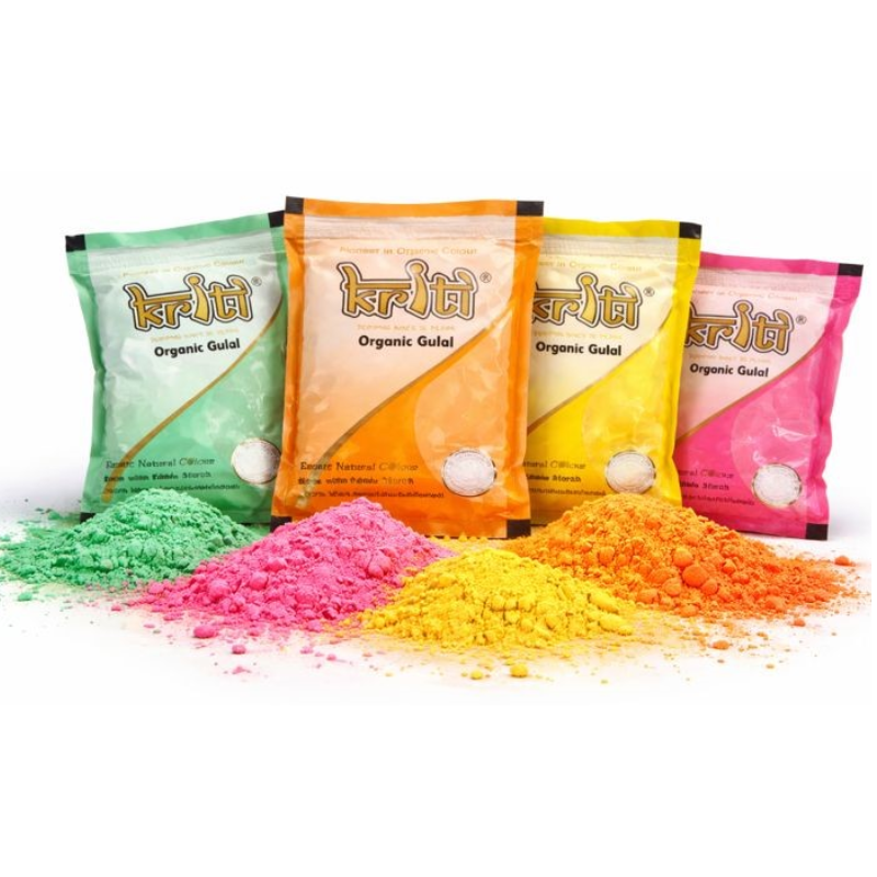 Kriti Creations Organic Gulal Small Plate 100% Handmade & MICA Free | Non- Prefumed | Natural Organic Holi (5 Color in Plate)