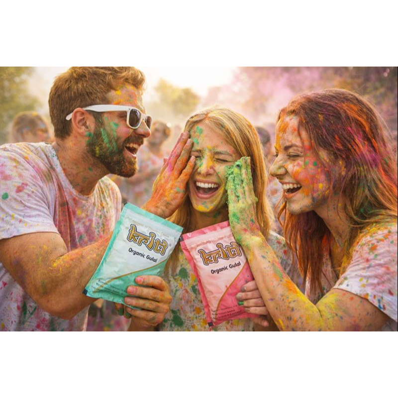 Kriti Creations Organic Gulal Small Plate 100% Handmade & MICA Free | Non- Prefumed | Natural Organic Holi (5 Color in Plate)