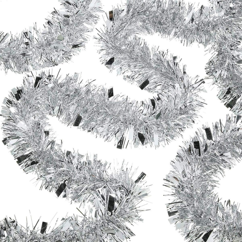 Kriti Creations Artificial Silver Colour Garlands PK of 2 | Merry Christmas Strings Garlands for X mas Christmas Tree Decoration