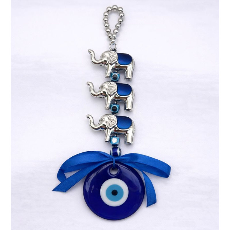 Kriti Creations Evil Eye Elephant Hanging for Home & Door Décor | Nazar Protection Feng Shui Good Luck Charm for Positivity