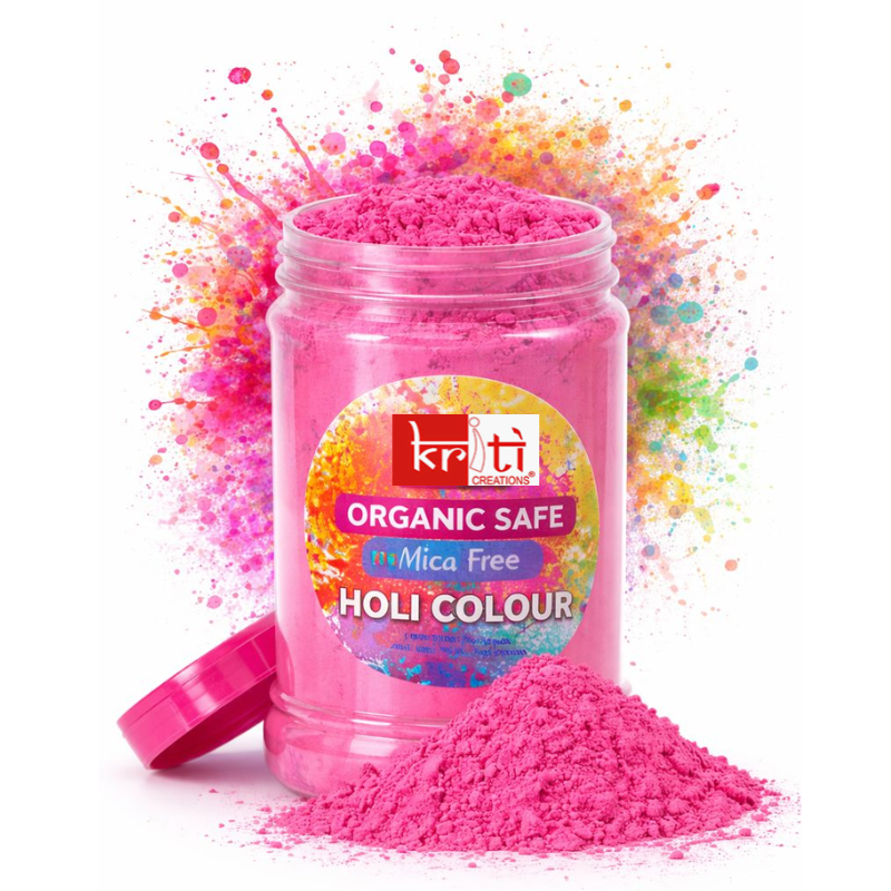Kriti Organic Safe|Mica Free|Non-Perfumed|Holi Gulal Jar 1kg (Light Pink)