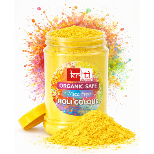 Kriti Organic Safe|Mica Free|Non-Perfumed|Holi Gulal Jar 1kg (Yellow)
