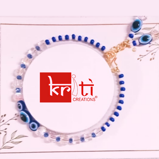 Kriti Creations Evil Eye Bracelet Rakhi For Bhaiya Bhabhi Raksha Bandhan Rakhi Bracelet for Brother Sister Bhaiya Bhabhi Rakhi with Two Rakhi Dhaga and One Roli Chawal