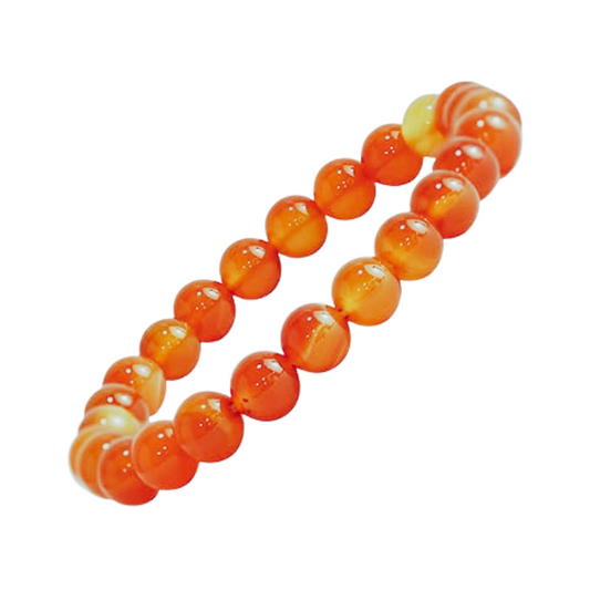Kriti Creations Natural Carnelian Bracelet Round Beads 6 Mm Crystal Stone Bracelet For Reiki Healing And Crystal Healing Stones For Unisex Adult (7 Inches)