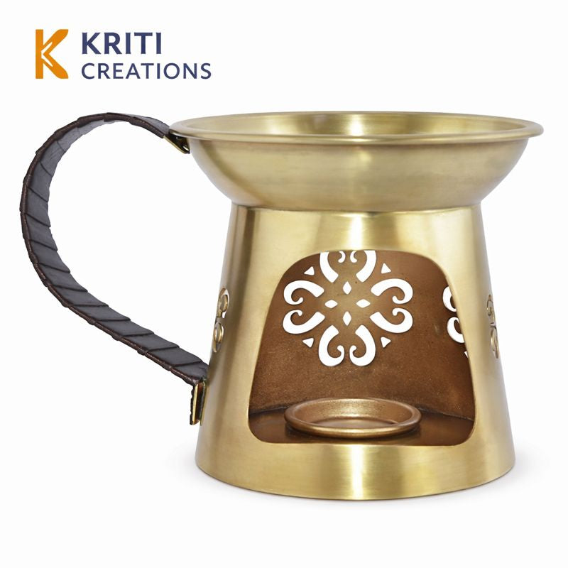 Kriti Ethnic Brass Aroma Burner | Camphor & Oil Burner for Pooja, Meditation, Home Décor & Spiritual Ambience