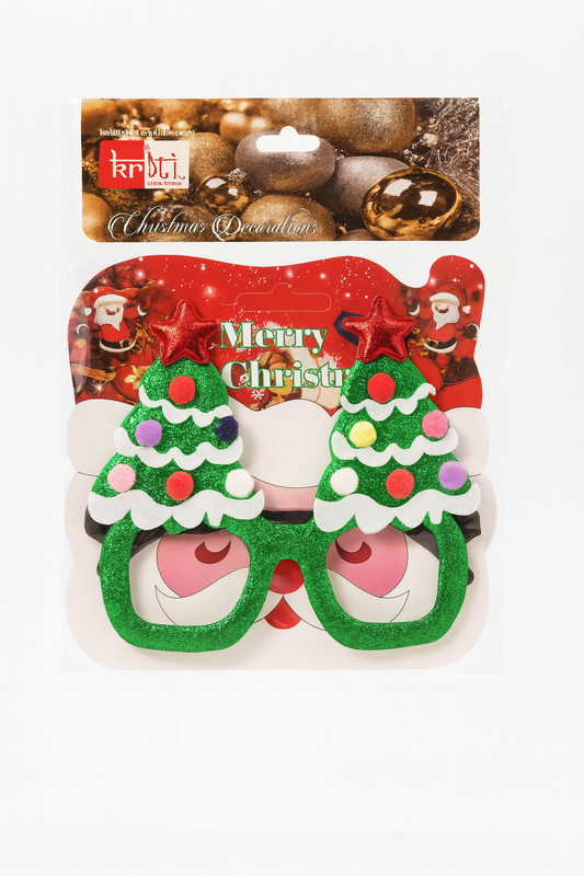 Kriti Creations Christmas Tree Glitter Party Goggles | Christmas Theme Eyeglasses for Xmas & New Year Parties, Holiday Props & Fun Gifts
