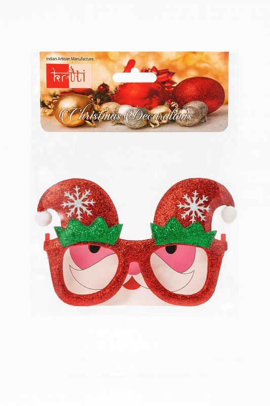 Kriti Creations Santa Hat Glitter Party Goggles | Christmas Eyeglasses for Xmas, New Year Parties, Holiday Decorations & Fun Gift Props