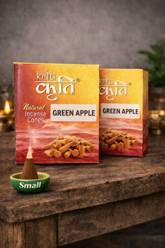Kriti Natural Green Apple Dhoop Small Cones 200gm Pack of 2 | Fresh Air Fragrance for Home & Temple
