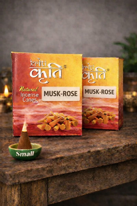 Kriti Natural Musk-Rose Dhoop Cones | Soothing & Elegant Aroma for Home & Temple | Small Cones 200gm Pack of 2