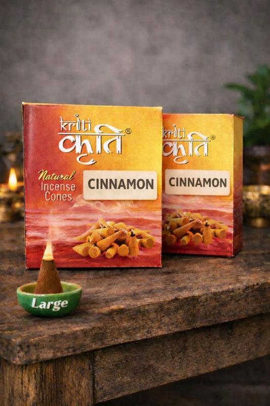 Kriti Creations Natural Incense Cone Large Cinnamon Pack of 2 (200 gm) | Traditional Sambrani Aroma Cones for Pooja & Meditation