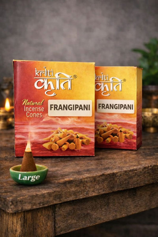 Kriti Creations Natural Incense Cone Large Frangipani Pack of 2 (200 gm) | Traditional Sambrani Aroma Cones for Pooja & Meditation