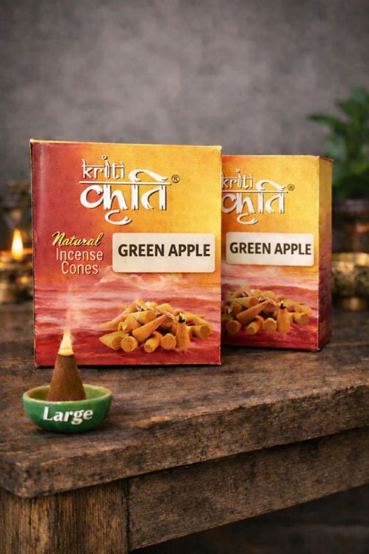 Kriti Creations Natural Incense Cone Large Green Apple Pack of 2 (200 gm) | Traditional Sambrani Aroma Cones for Pooja & Meditation