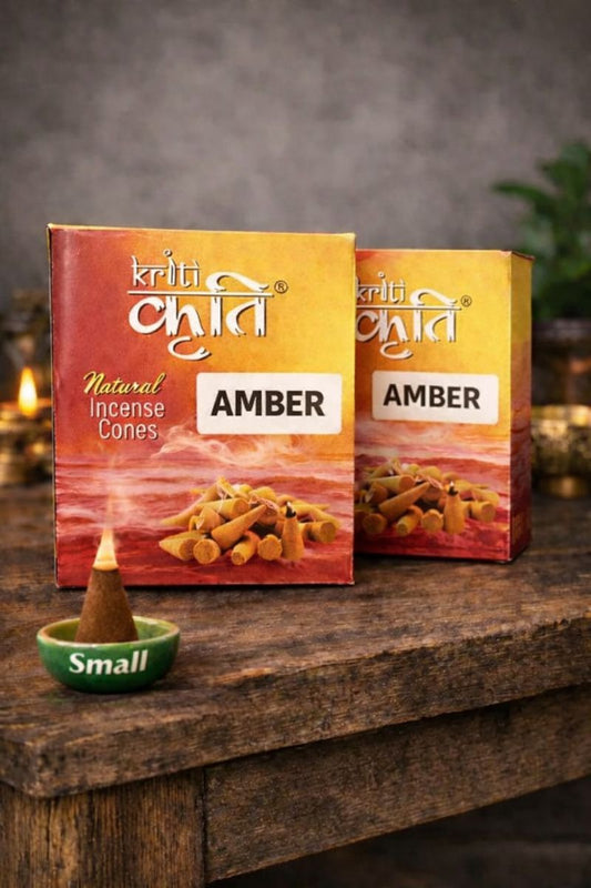 Kriti Natural Amber Dhoop Incense Cones Small 200gm Pack of 2 | Long Lasting Dhoop Cones for Pooja, Home Fragrance & Mosquito Repellent