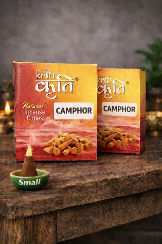 Kriti Natural Camphor Dhoop Incense Cones Small 200gm Pack of 2 | Long Lasting Dhoop Cones for Pooja, Home Fragrance & Mosquito Repellent