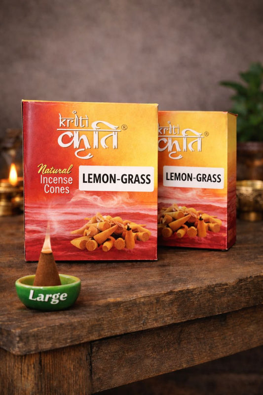 Kriti Creations Natural Incense Cone Large Lemon Grass  Pack of 2 (200 gm) | Traditional Sambrani Aroma Cones for Pooja & Meditation