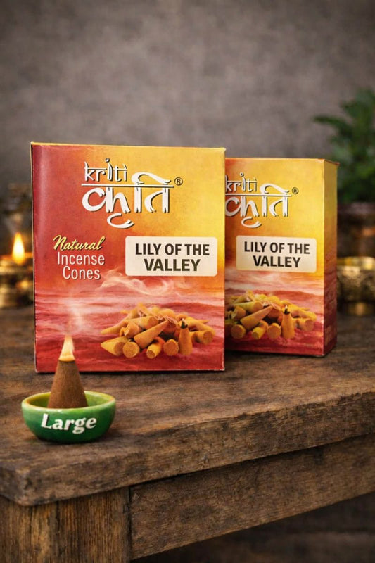 Kriti Creations Natural Incense Cone Large Lily of the Valley Pack of 2 (200 gm) | Traditional Sambrani Aroma Cones for Pooja & Meditation