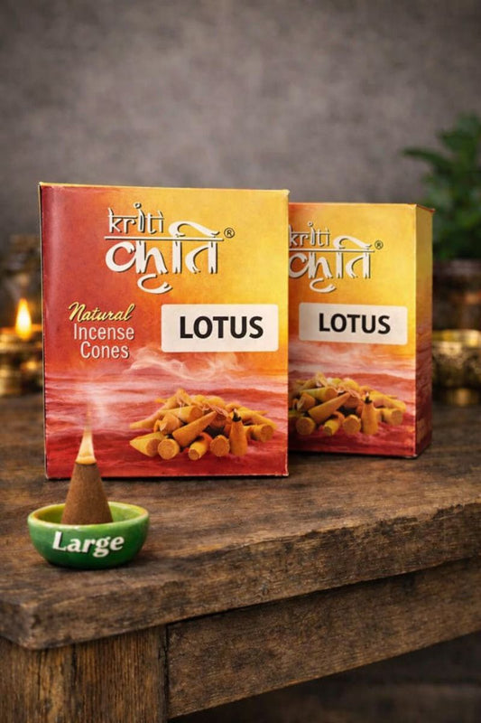 Kriti Creations Natural Incense Cone Large Lotus Pack of 2 (200 gm) | Traditional Sambrani Aroma Cones for Pooja & Meditation