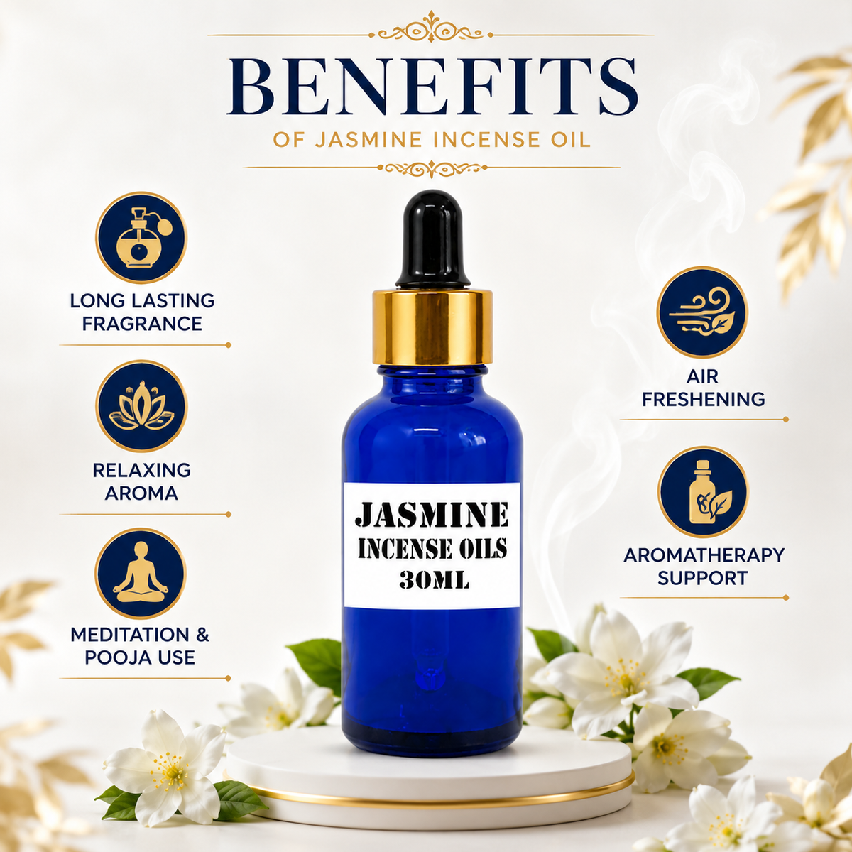 Kriti Creations Jasmine Aroma Oil 30ML | Sweet Floral Fragrance for Home
