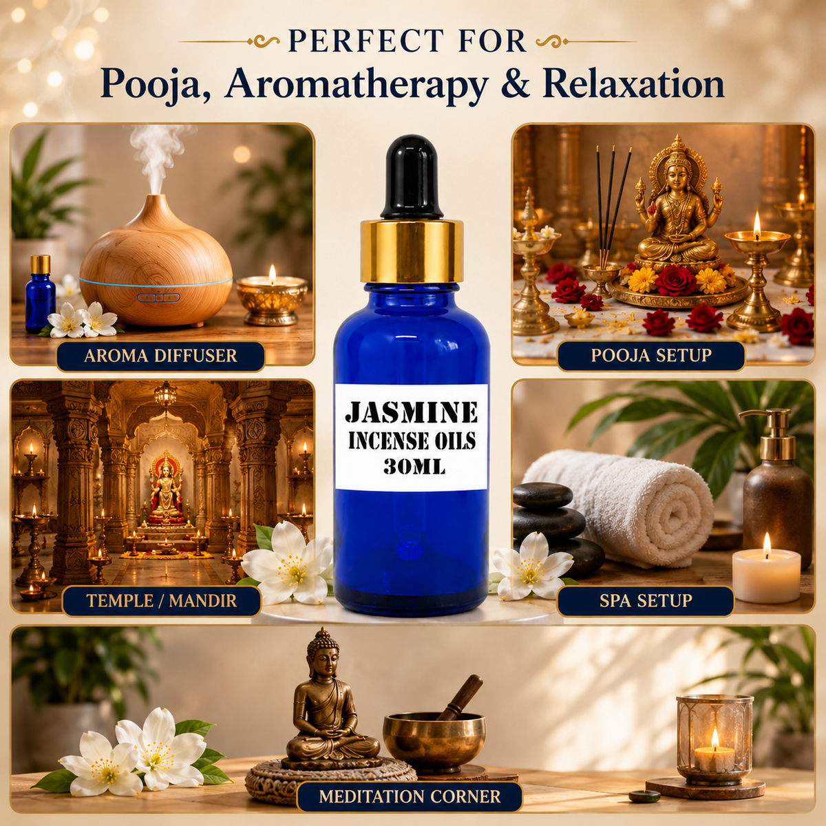 Kriti Creations Jasmine Aroma Oil 30ML | Sweet Floral Fragrance for Home