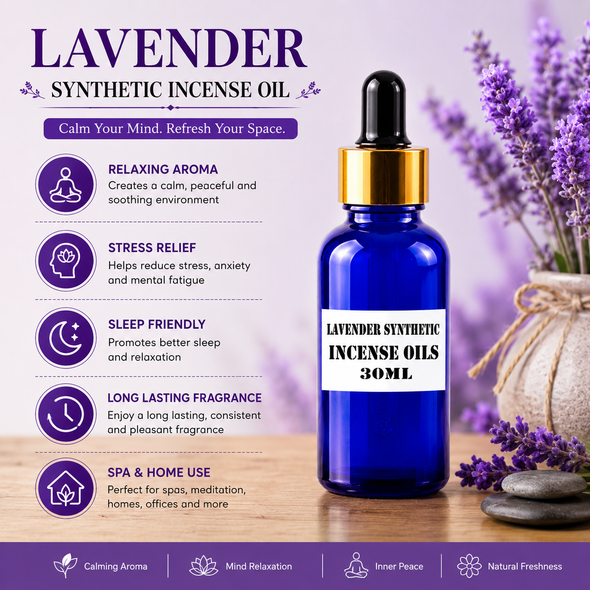 Kriti Creations Lavender Synthetic Aroma Oil 30ML | Floral Fragrance