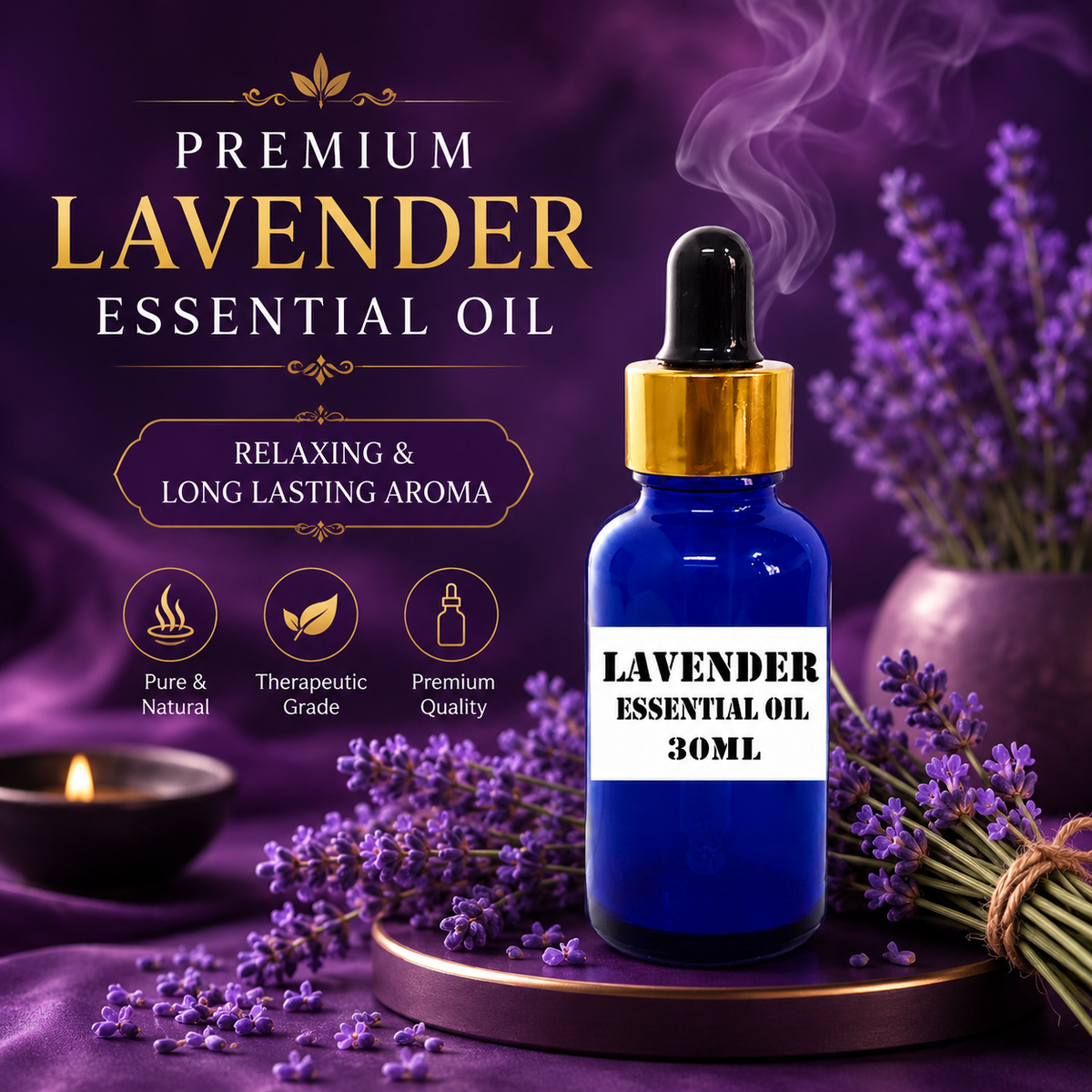 Kriti Creations Lavender Aroma Oil 30ML | Floral Fragrance for Home & Diffuser