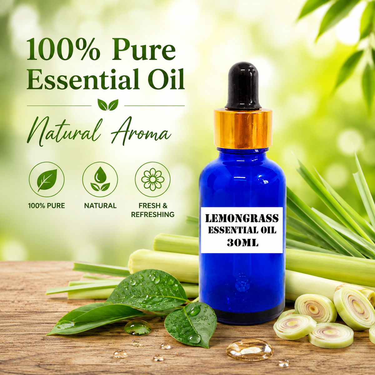 Kriti Creations Lemongrass Aroma Oil 30ML | Fresh Citrus Fragrance