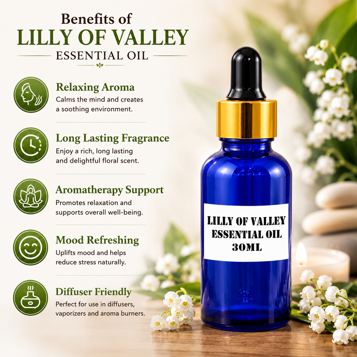 Kriti Creations Lily of the Valley Aroma Oil 30ML | Fresh Floral Fragrance