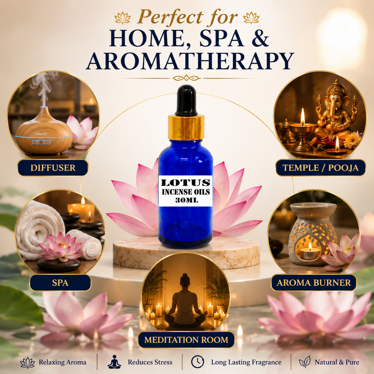 Kriti Creations Lotus Aroma Oil 30ML | Soft Floral Fragrance for Home
