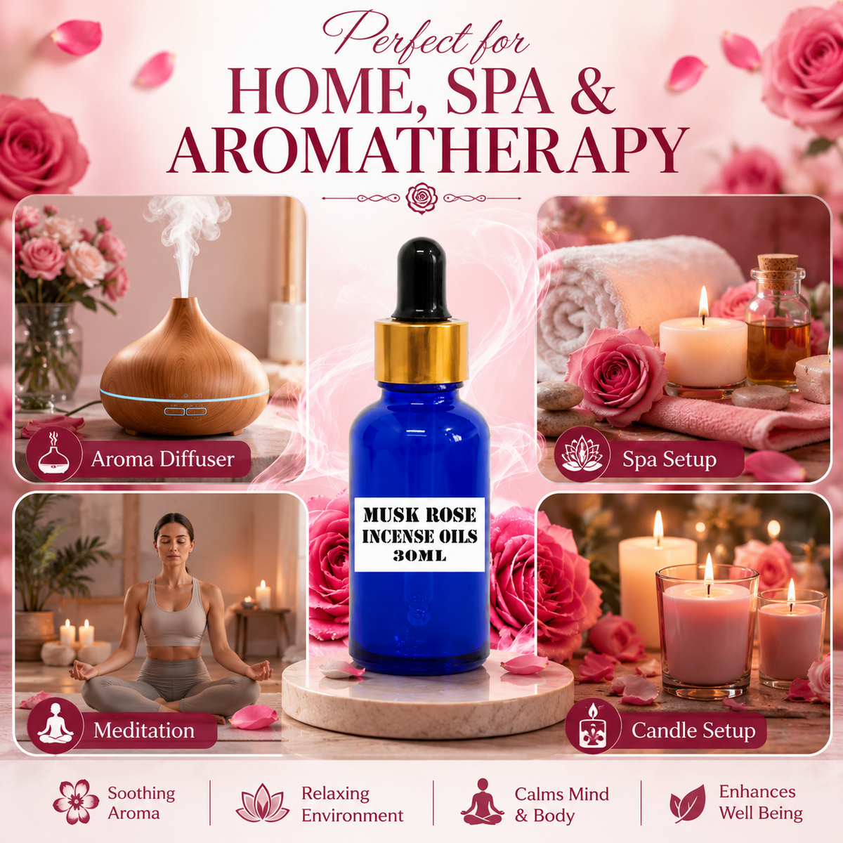 Kriti Creations Musk Rose Aroma Oil 30ML | Floral & Rich Fragrance