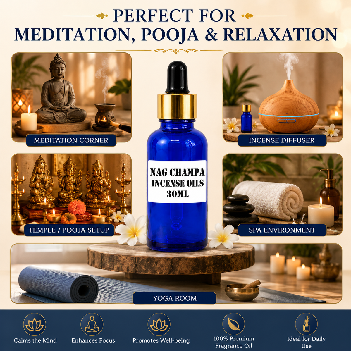 Kriti Creations Nag Champa Aroma Oil 30ML | Rich Traditional Fragrance