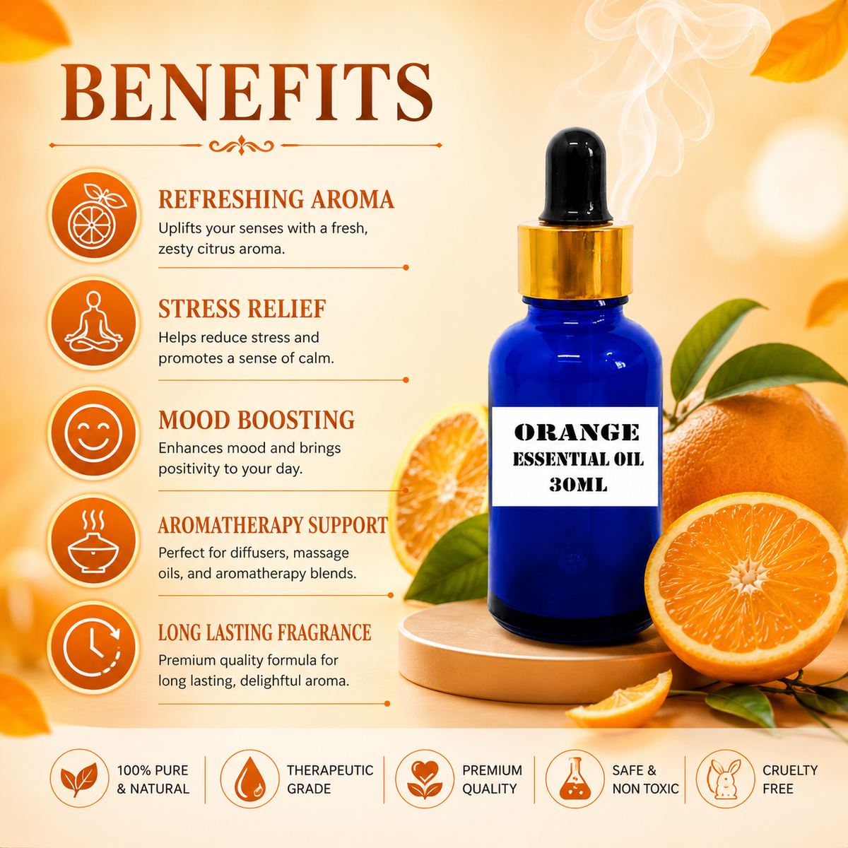 Kriti Creations Orange Aroma Oil 30ML | Fresh Citrus Fragrance for Home