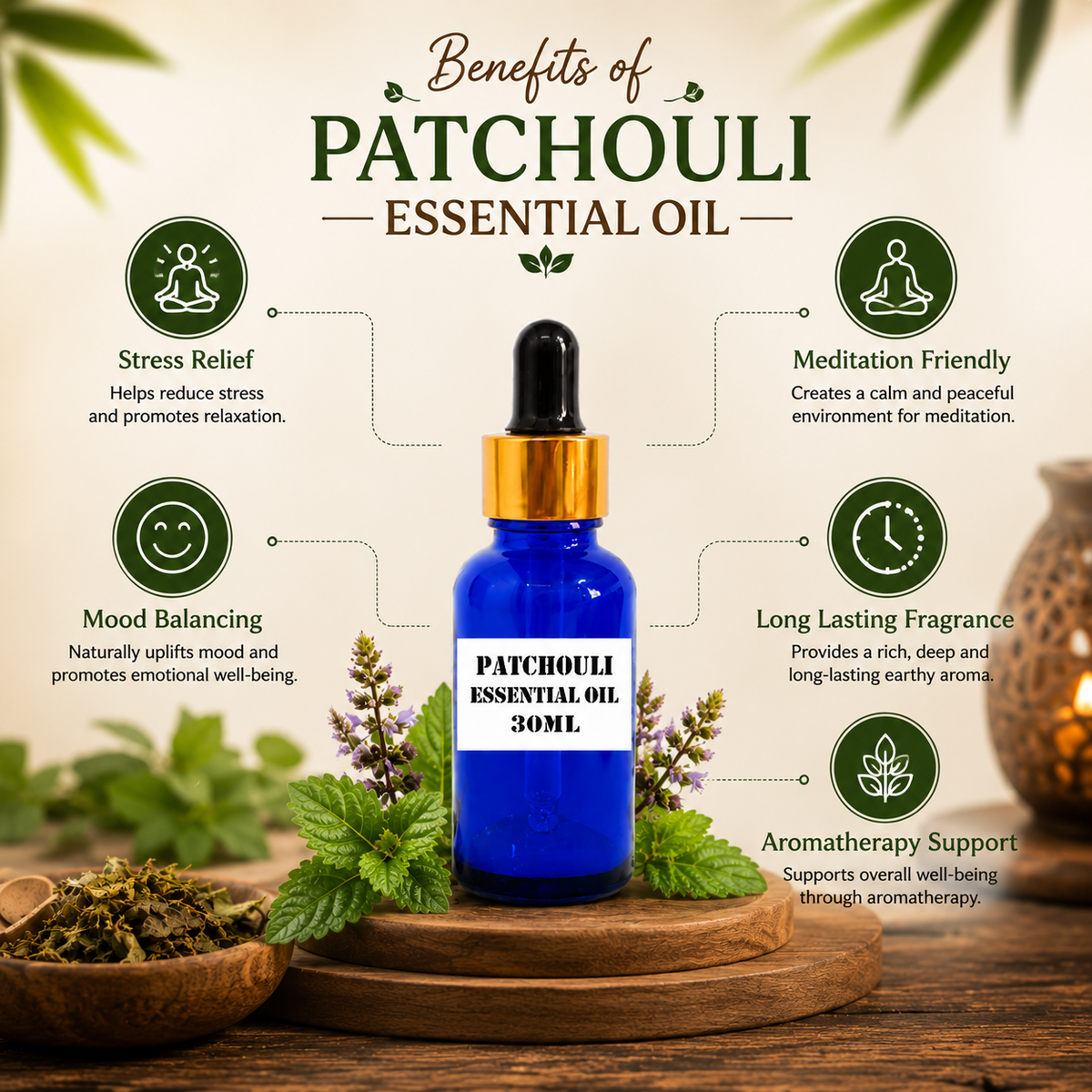 Kriti Creations Patchouli Aroma Oil 30ML | Deep Earthy Fragrance
