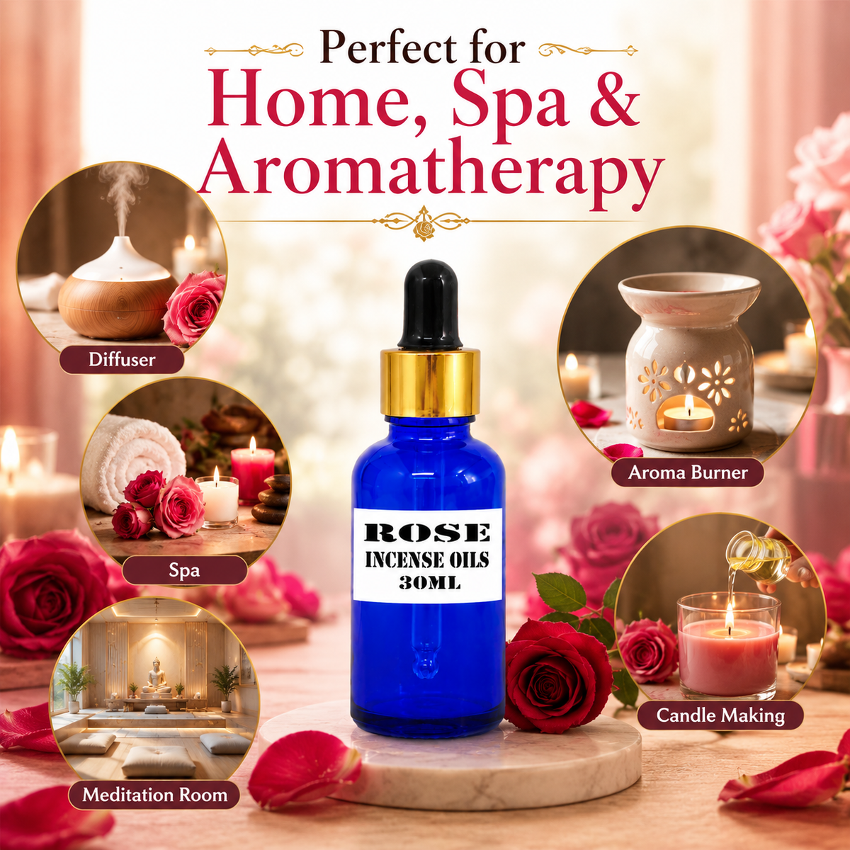 Kriti Creations Rose Aroma Oil 30ML | Classic Floral Fragrance for Home