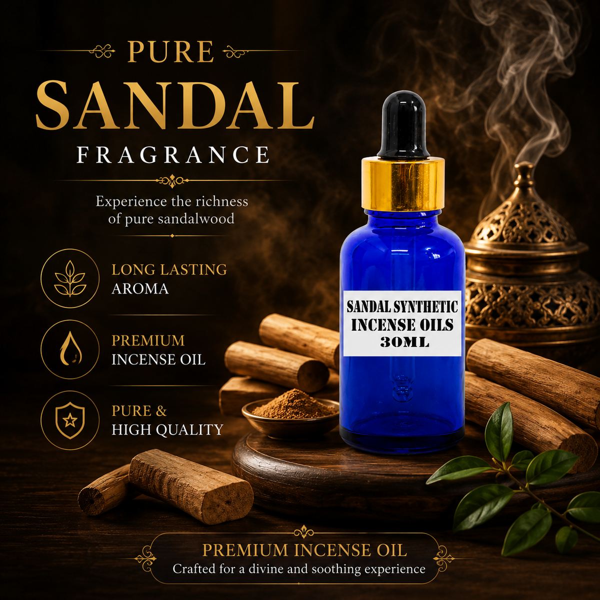 Kriti Creations Sandal Syn. Aroma Oil 30ML | Warm Woody Fragrance for Home