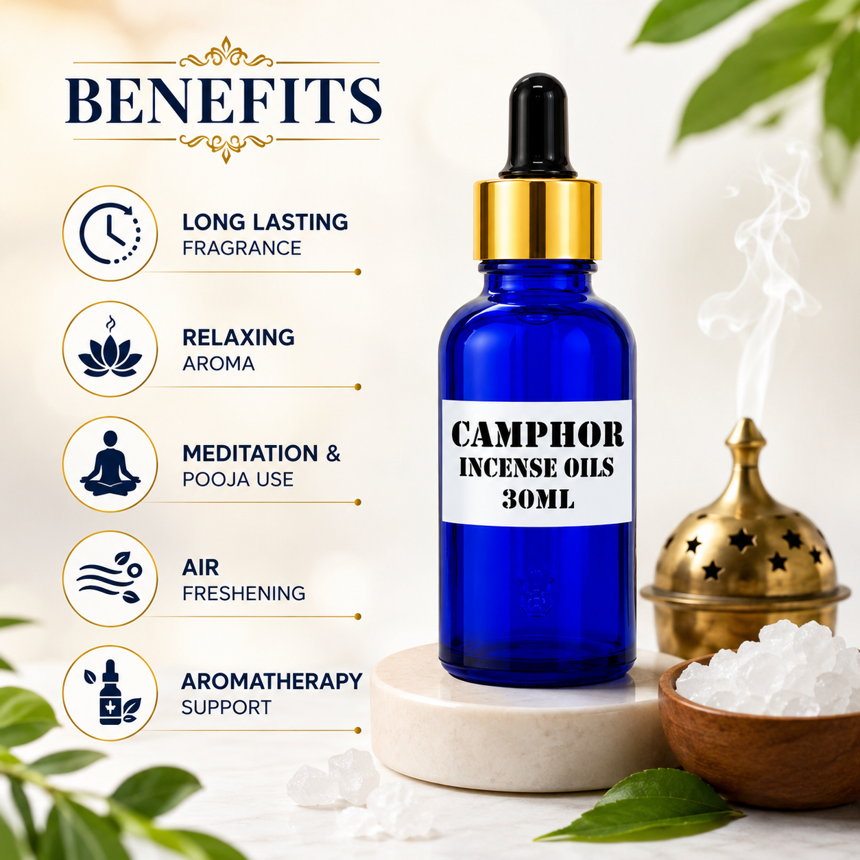 Kriti Camphor Incense Oil 30ML |Fragrance Oil for Diffuser, Dhoop, Incense