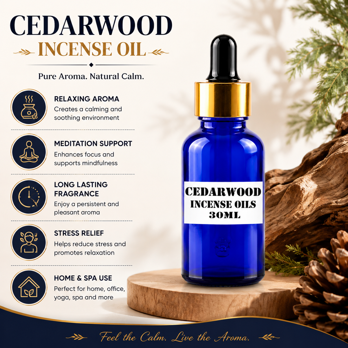 Kriti Creations Cedarwood Aroma Oil 30ML | Woody Fragrance for Home