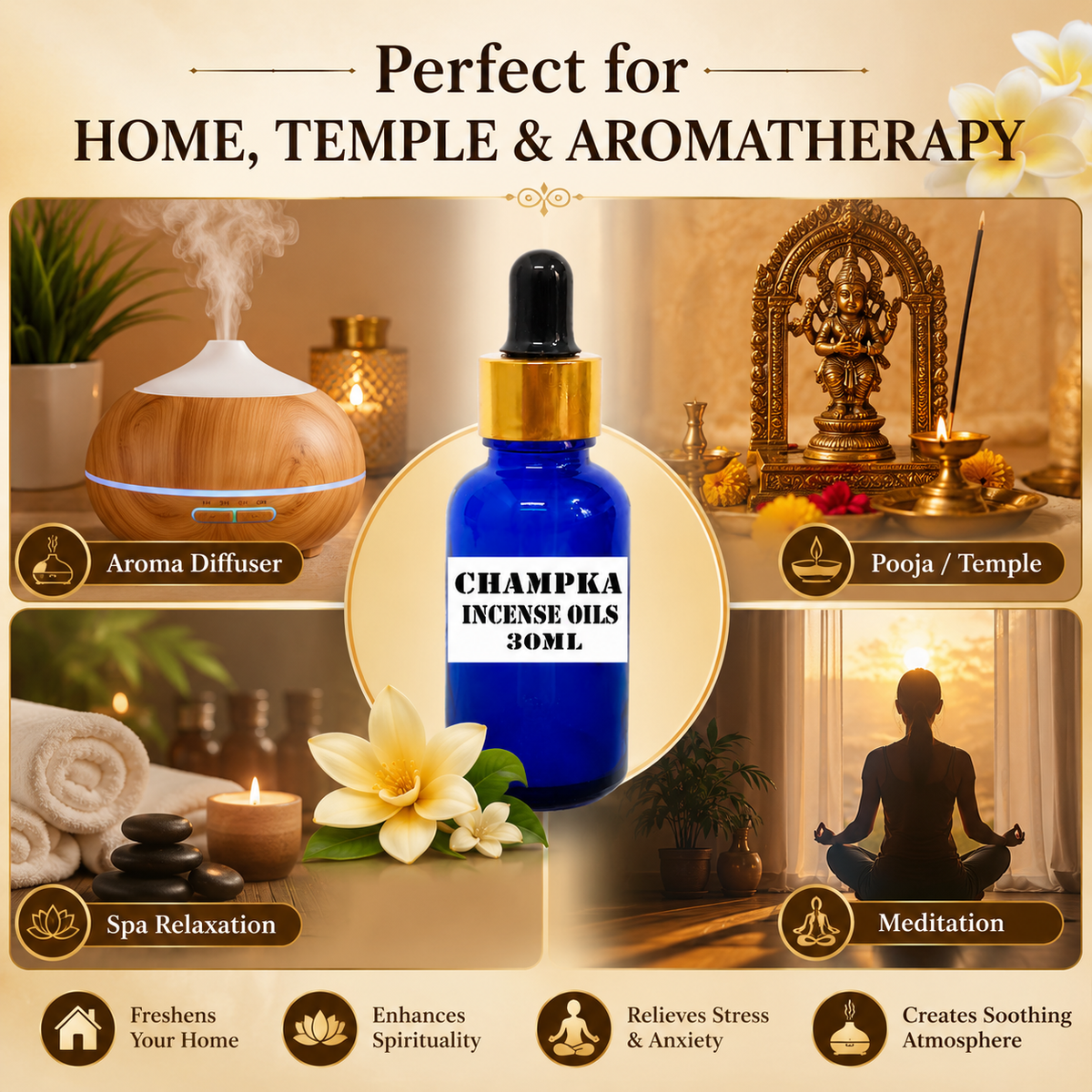 Kriti Creations Champaka Aroma Oil 30ML | Floral Fragrance for Home