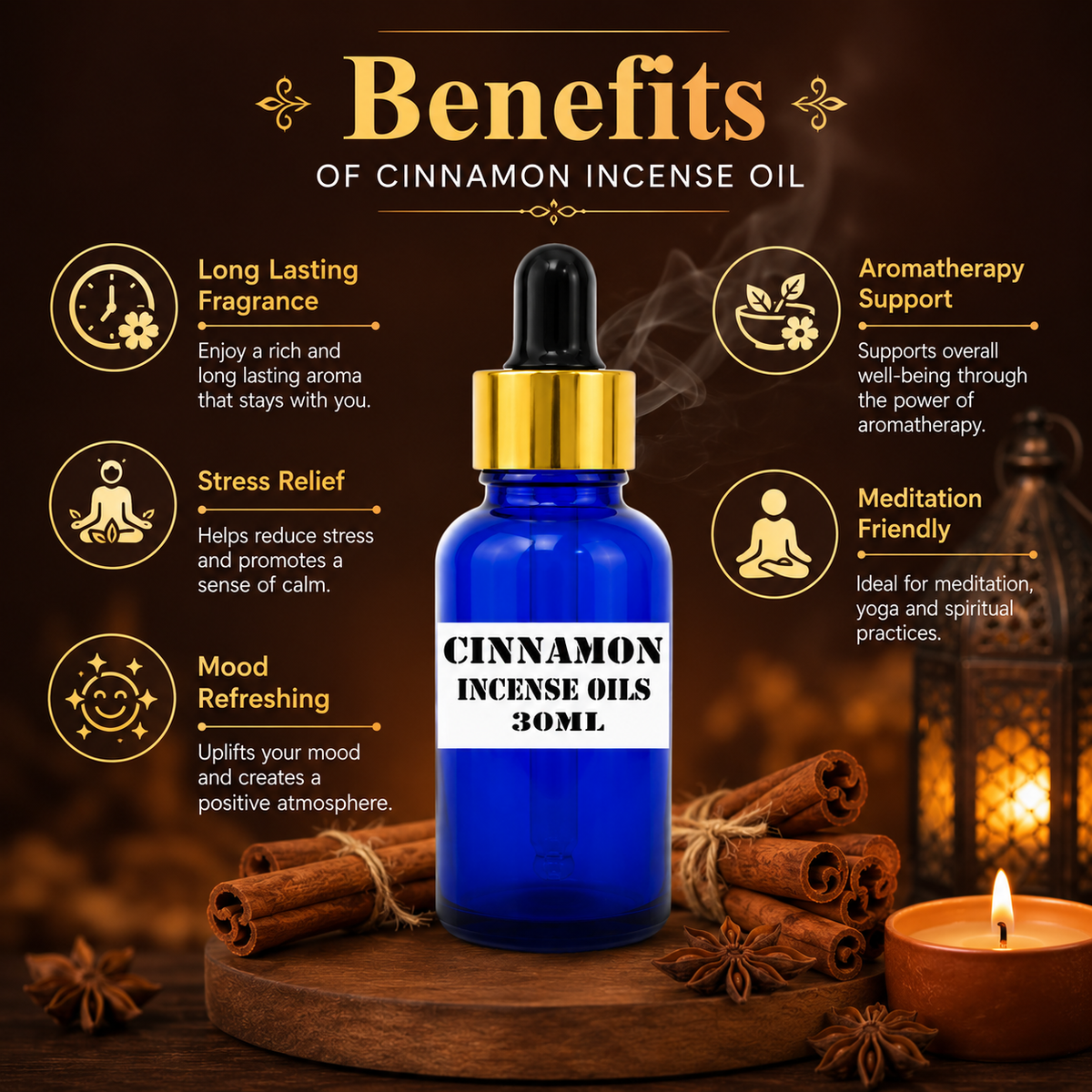 Kriti Creations Cinnamon Aroma Oil 30ML | Warm Spicy Fragrance