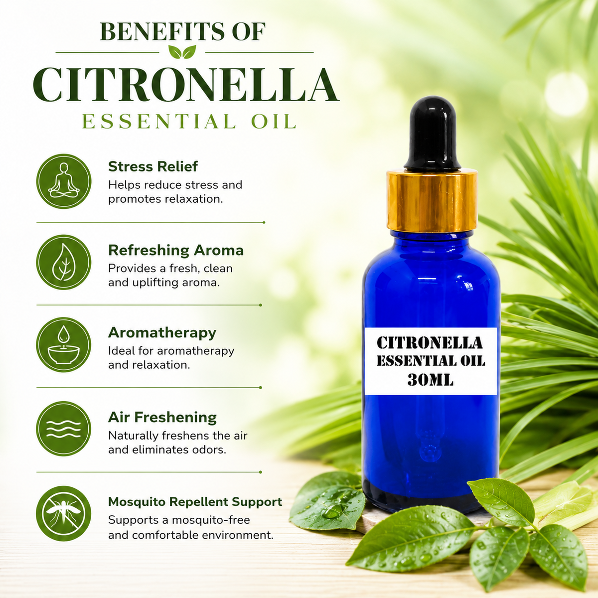 Kriti Creations Citronella Aroma Oil 30ML | Fresh Fragrance for Home