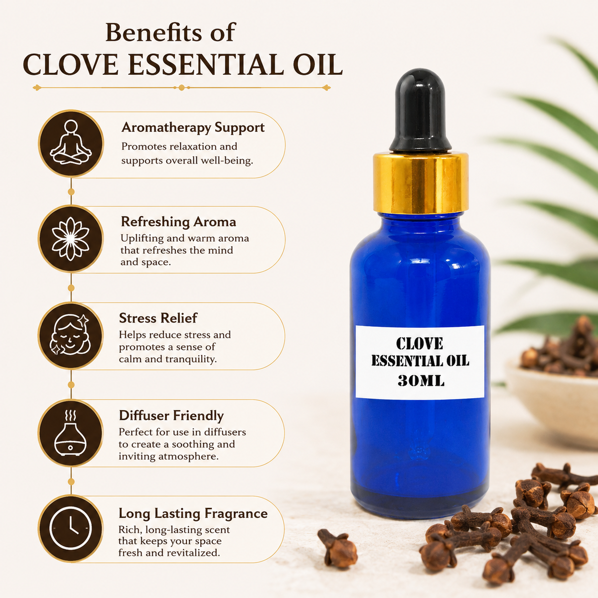 Kriti Creations Clove Aroma Oil 30ML | Warm Spicy Fragrance for Home