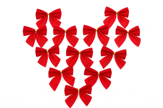 Kriti Creations Christmas Tree Decoration Red Bow Pack of 12 | Classic Holiday Bows for Tree, Wreaths, Gift Wrap & Festive Home Décor